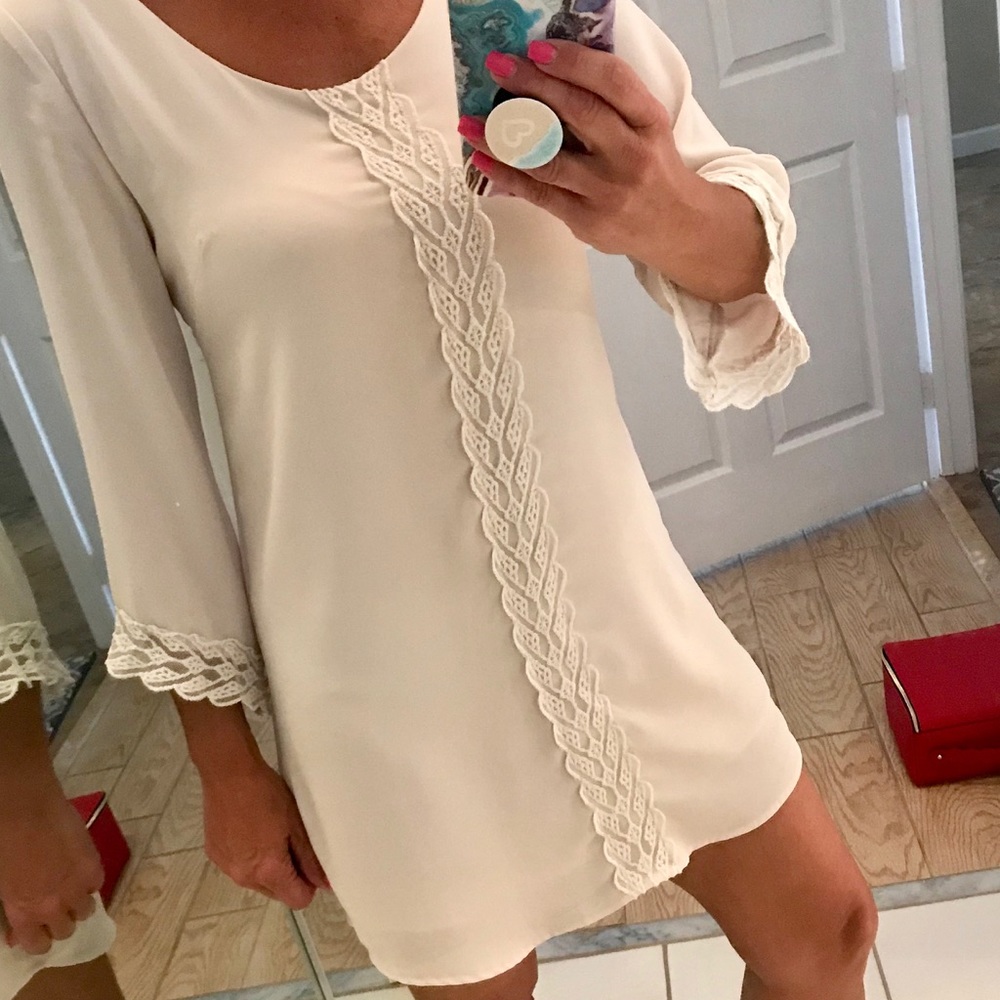 Light tan dress with lace detail